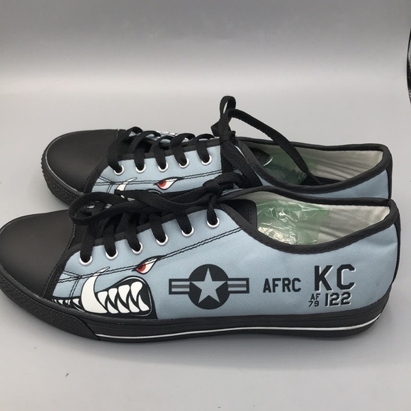 A-10 of the 442nd Fighter Wing Men's Low Top Canvas Shoes - Black Men's 11.5 - Picture 8 of 10